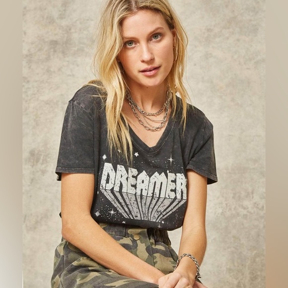 Vintage Canvas Dreamers Stone- Washed Vintage Graphic Tee Charcoal Medium - Picture 3 of 7